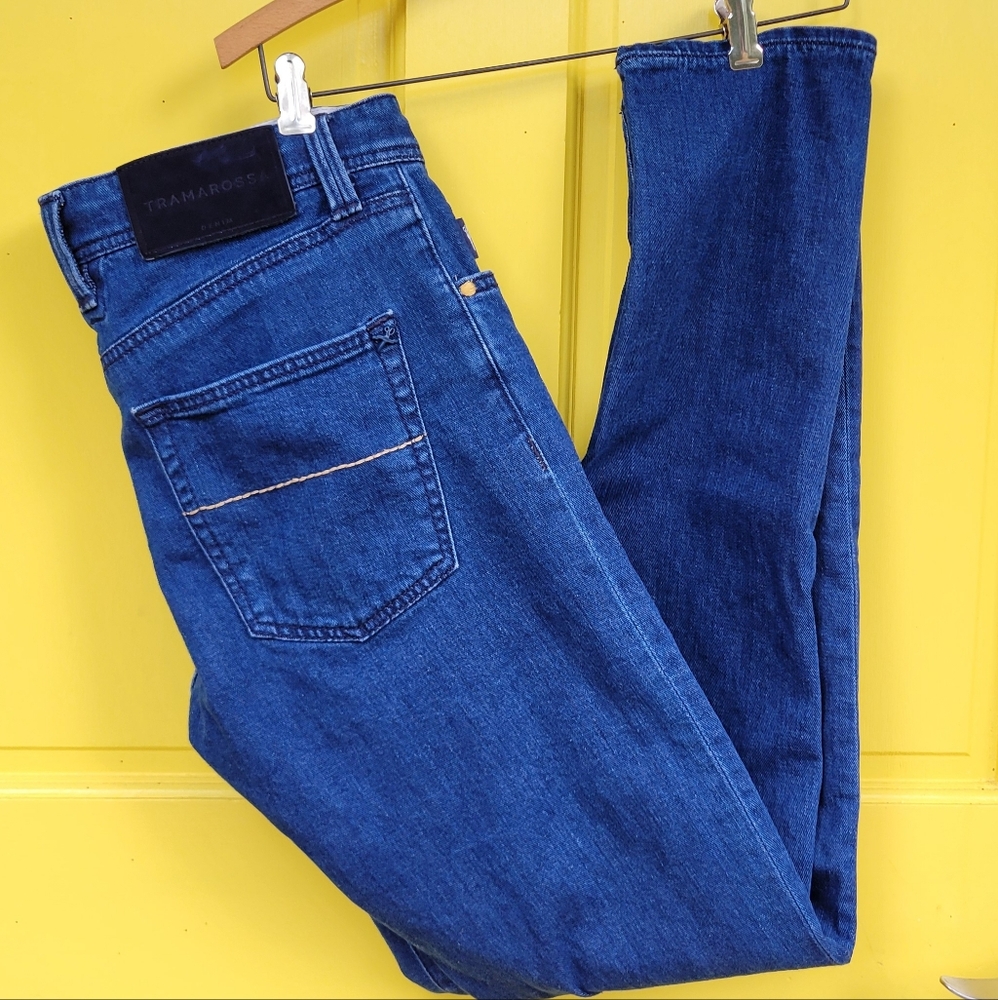 Tramarossa Leonardo Zip Jeans 34x35 – Made in Italy Calfskin Patch Luxury Denim